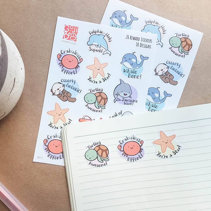 Teacher Reward Stickers No.3 - Sea Creatures for wholesale by GojiBerry Designs