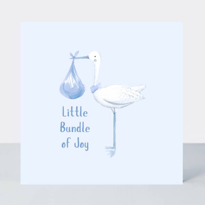 Carte de naissance pour garçon — Petit trésor bleu, cigogne pour la vente par Petimo