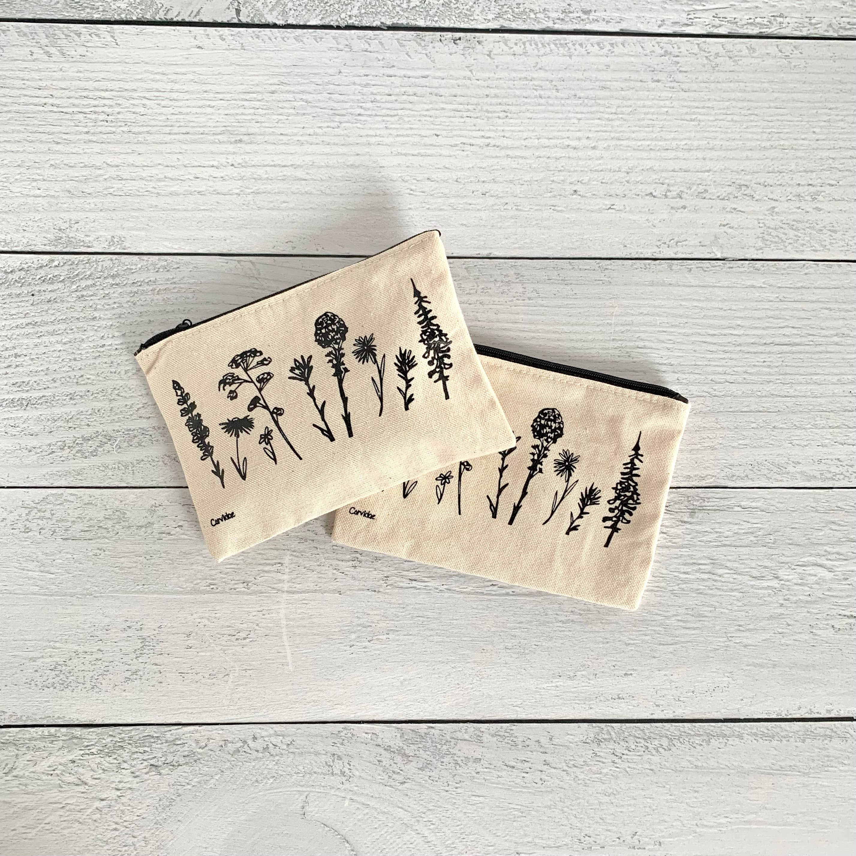 Corvidae drawings & designs - Venta al por mayor Bolso pequeño - Mujer - Bolsa de algodón con cierre Wildflower Sketch2