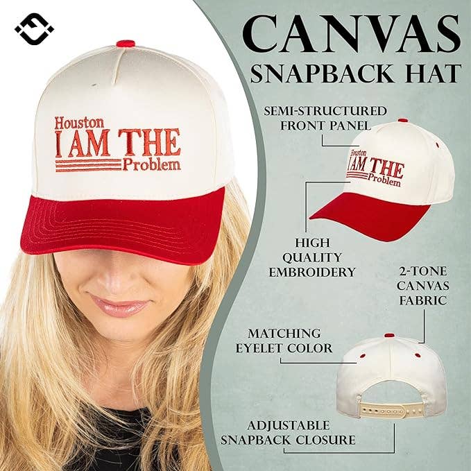 Funky Junque - Wholesale Trucker Hat - Unisex - Two Tone Cap -  Houston I am The Problem - Beige/Red1