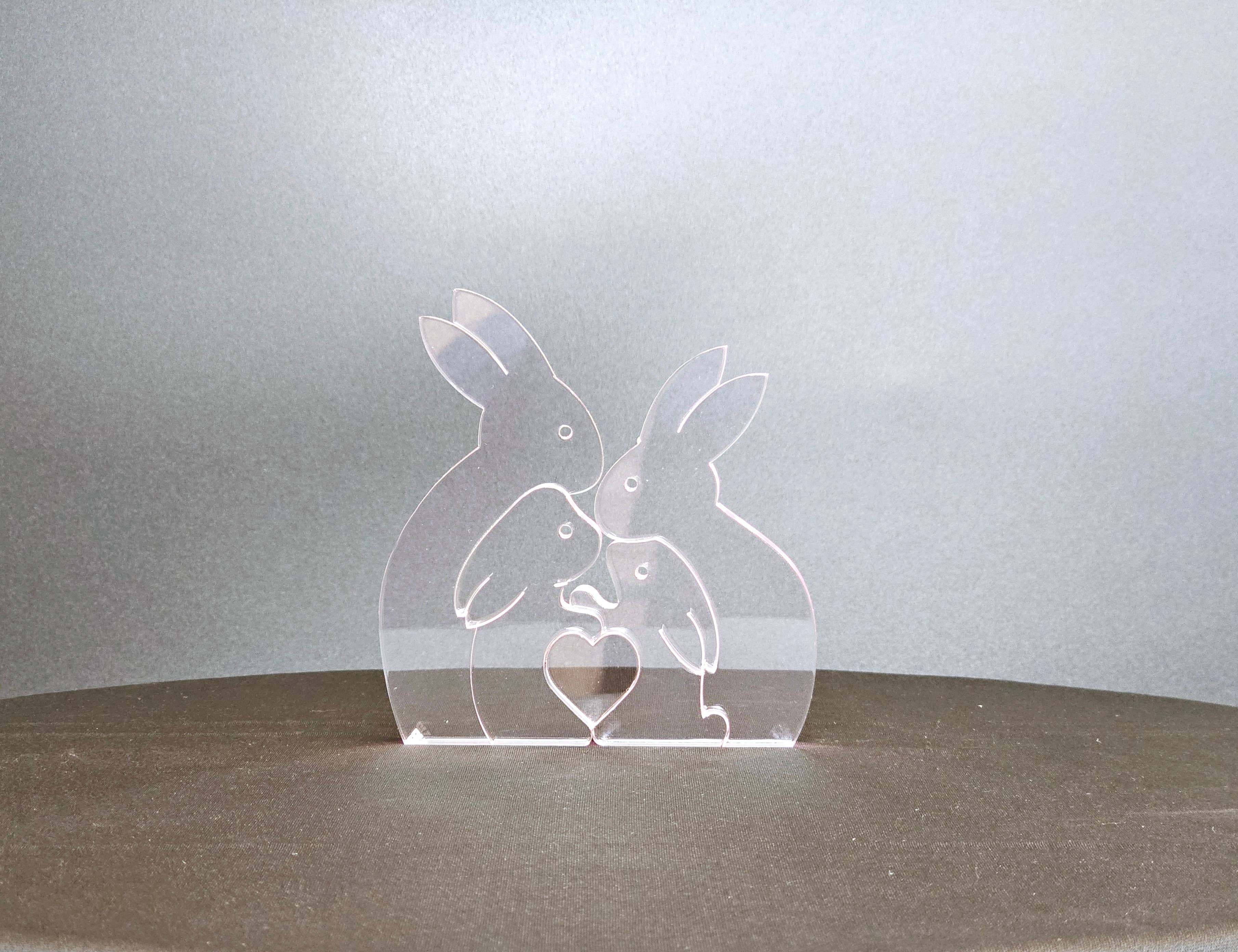 Somar Creations - Vente Décorations de table - Famille de lapins de 4 avec cœur6