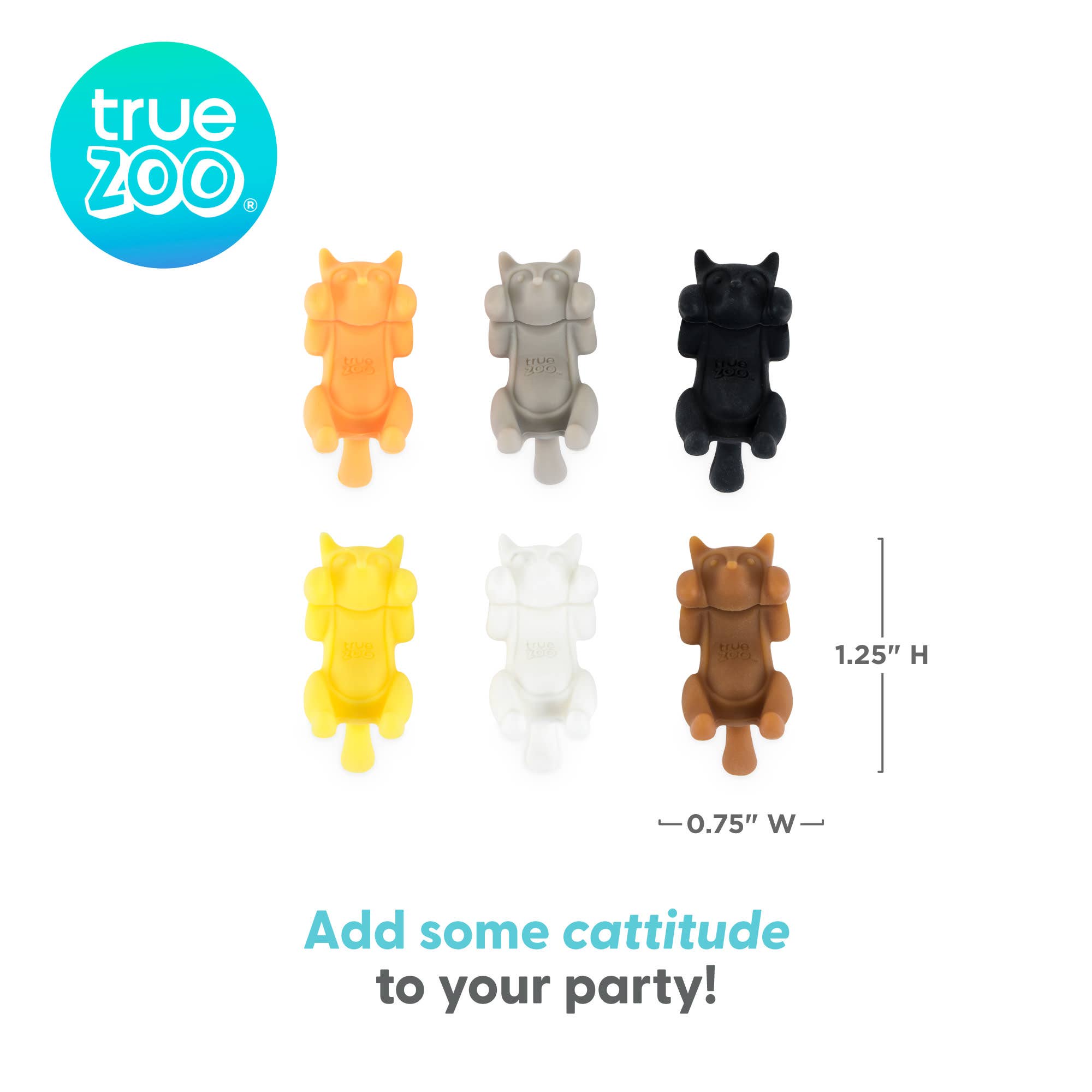 TRUE - Wholesale Wine/Cocktail Glass Markers - TrueZoo Paws Off Silicone Cat Beverage Markers Set of 65