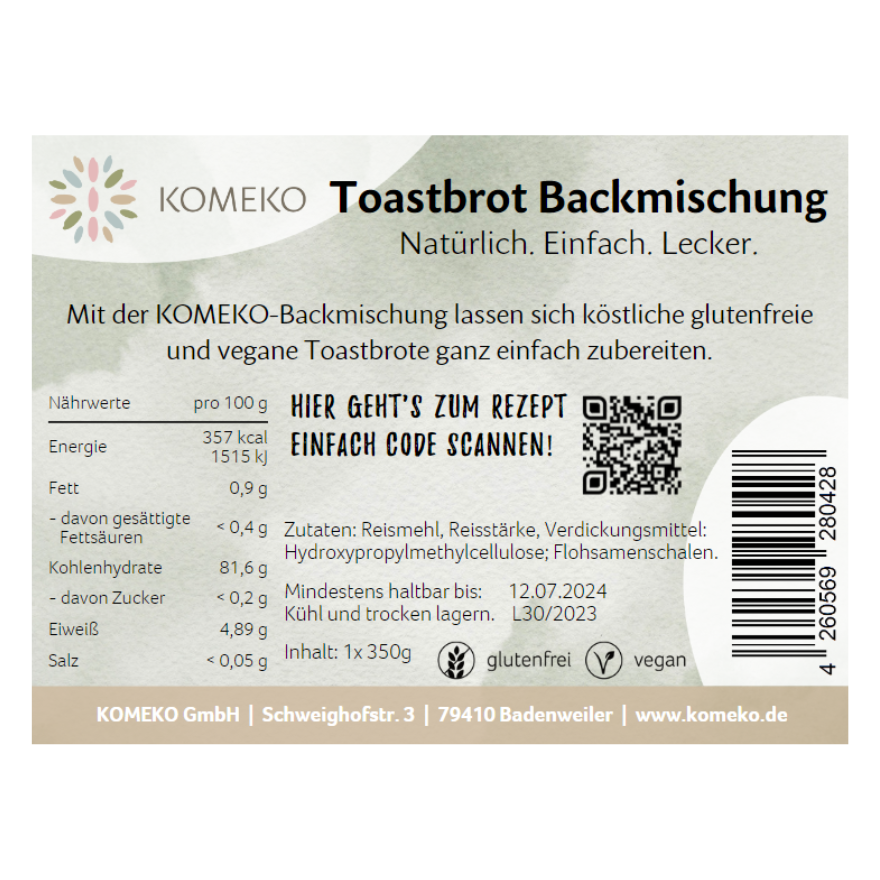 KOMEKO - Wholesale Bread Mix - TOASTGENUSS baking mix - gluten-free, vegan1