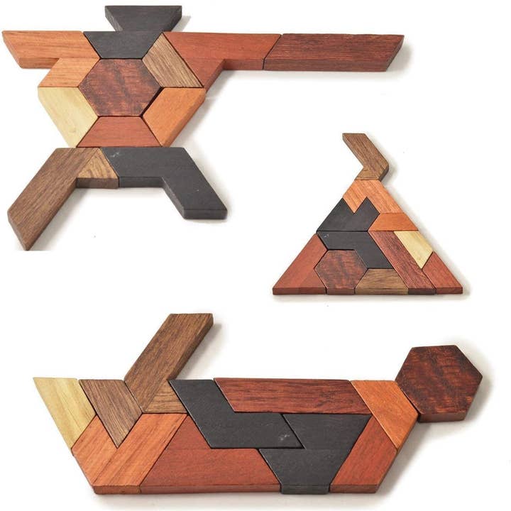 Texas Toy Distribution - Wholesale Puzzle - Kids - Hexagon Tangram Wooden Puzzle for Kids and Adults 11pcs4