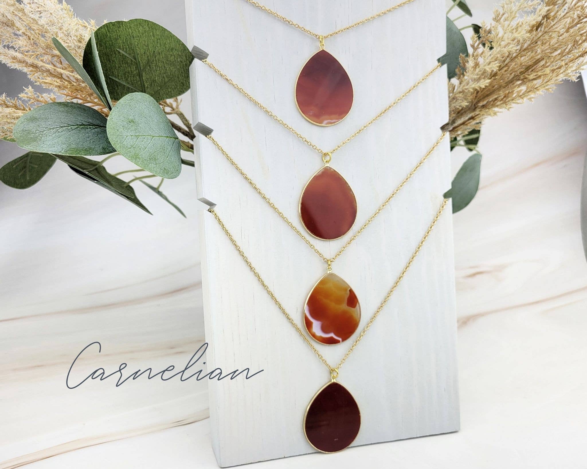 WonderLight Jewelry - Venta al por mayor Collares con colgantes/abalorios - Collar con colgante de piedras preciosas planas - Afirmation Jewelry1