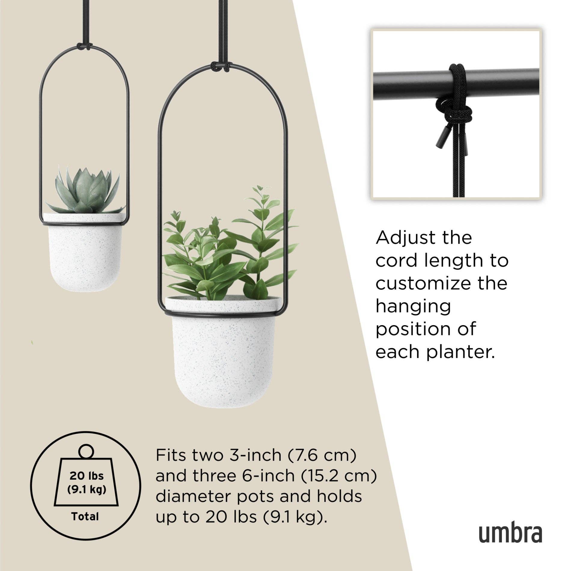 Umbra - Wholesale Hanging Planter - Triflora Hanging Planters, Set of 513