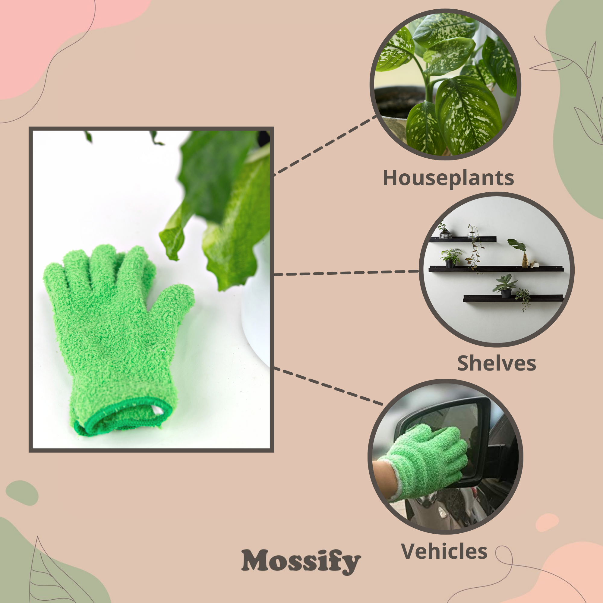 Mossify - Wholesale Garden Gloves - 2 Microfiber Gloves – Reusable Leaf-Shining Gloves for Plant7