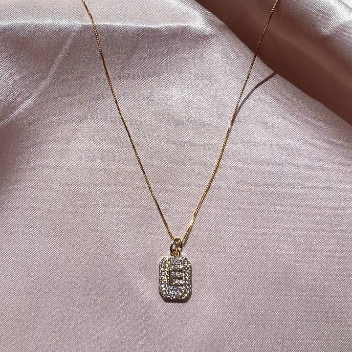 Starlite By J - Wholesale Pendant/Charm Necklace - Initial Necklace (Pavé Cube)