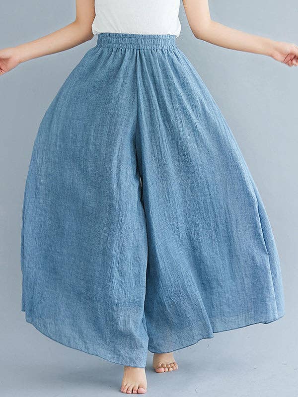 UZ Wholesale Store - Vendita all'ingrosso Pantalone - Donna - Pantaloni ampi larghi in lino a 8 colori, super larghi e comodi2