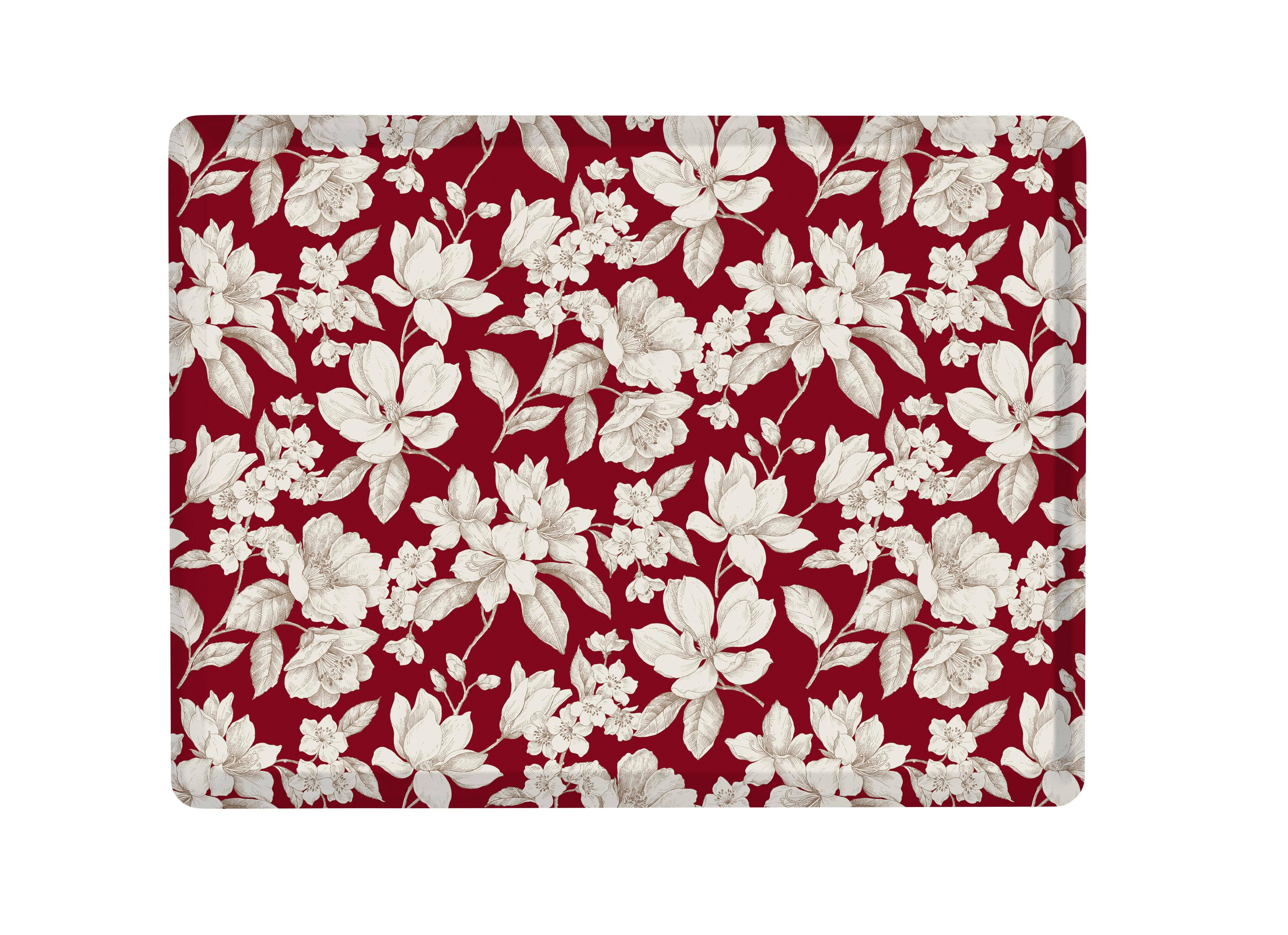 Platex - Wholesale Serving Tray - Round Magnolia Bordeaux Laminated Serving Tray0