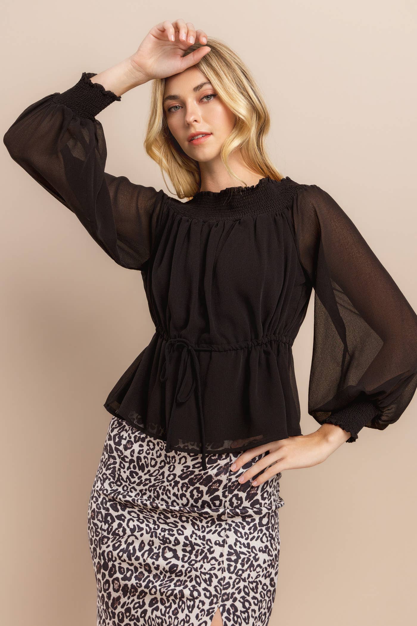 Black Off Shoulder Long Sleeve Top for wholesale on Faire