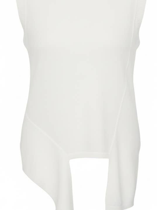 WF2748 CANOTTA BIANCA A MAGLIA MISTA CON PANNELLO A COSTE per la vendita all'ingrosso da parte di Malissa J Collection