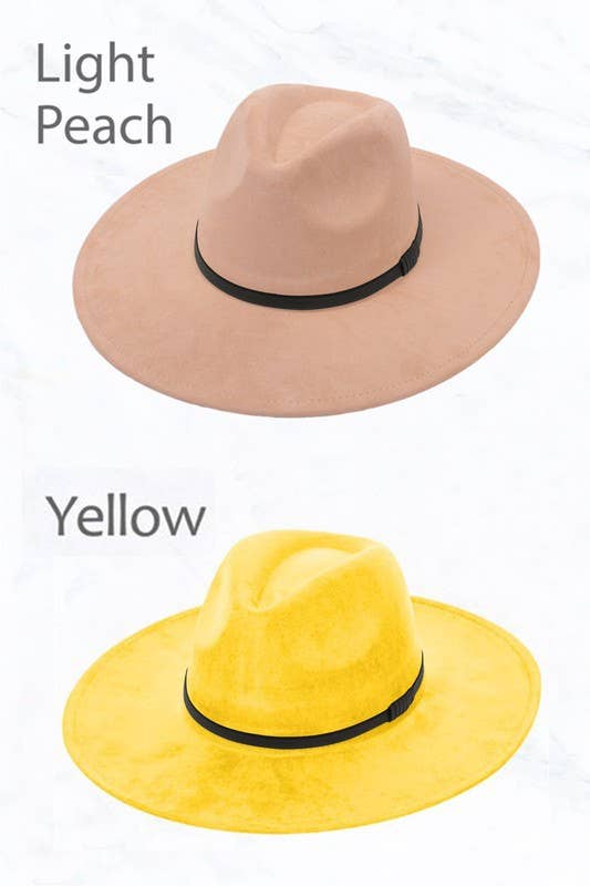 Suzie Q USA - Wholesale Fedora - Women's - Suede Large Eaves Peach Top Fedora, Leather Belt12