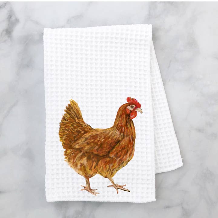 Torchon de cuisine Poule Rouge pour la vente par MerikaArt