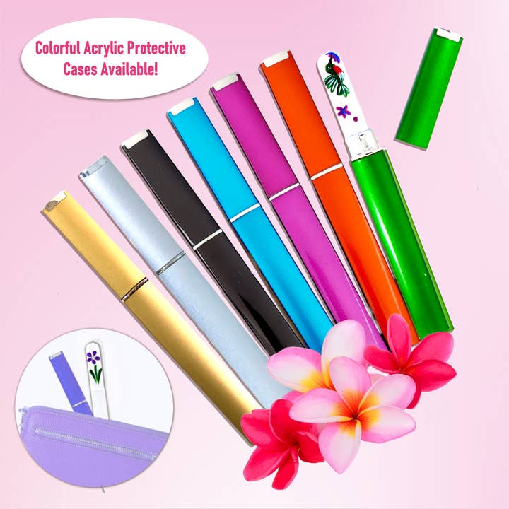 Classy Nail Files - Venta al por mayor Limas de uñas - Lima de uñas de cristal checo 3D con flores de pensamiento de colores