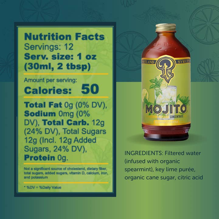 Portland Syrups - Wholesale Cocktail Mix/Syrup - Mojito Syrup 12oz - cocktail / mocktail beverage mixer1