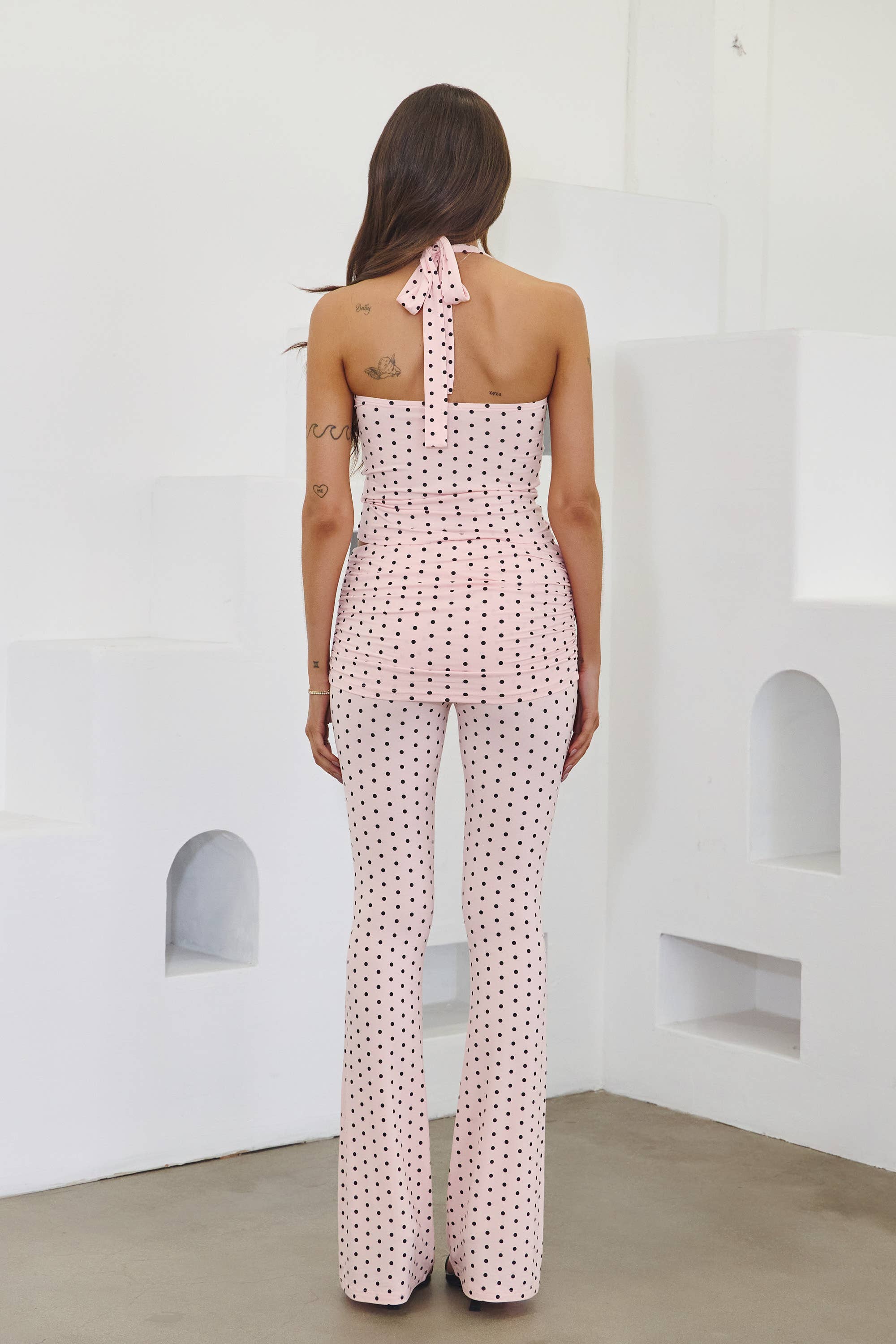 No Vacancy - Vente Ensemble haut et pantalon (PAS d'intérieur) - Femme - Ensemble haut à col halter et pantalon à pois12