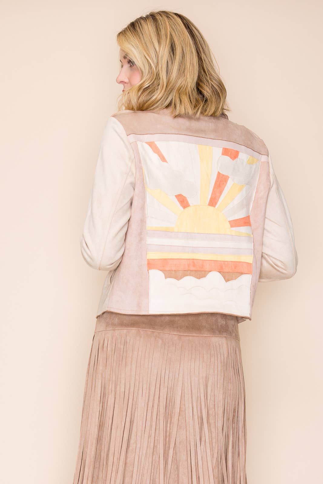 W.A.Y. --Wonderful And Young - Wholesale Jacket - Women's - W.A.Y FAUX SUEDE appliqué JACKET-Sun 2