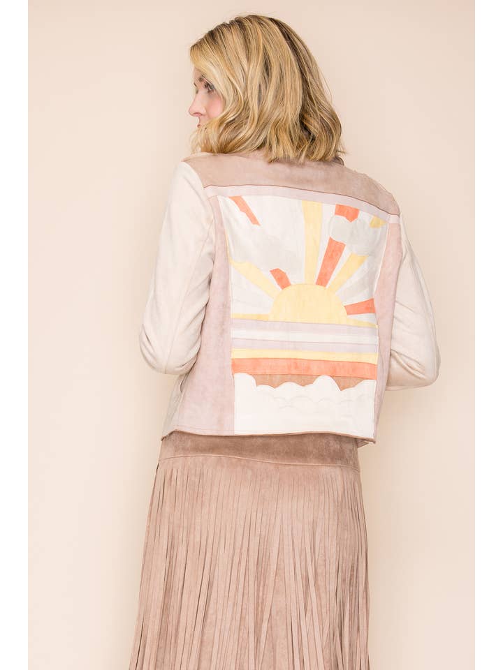 W.A.Y. --Wonderful And Young - Wholesale Jacket - Women's - W.A.Y FAUX SUEDE appliqué JACKET-Sun 2