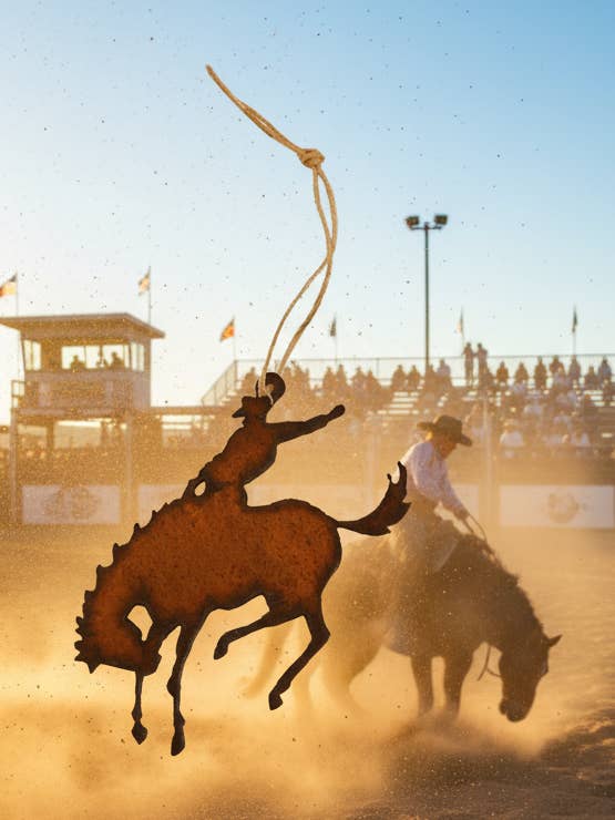 Bronc Rider Western Rodeo Rustic Ornament for wholesale by Universal Ironworks USA