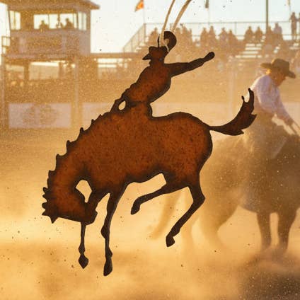 Bronc Rider Western Rodeo Rustic Ornament for wholesale by Universal Ironworks USA