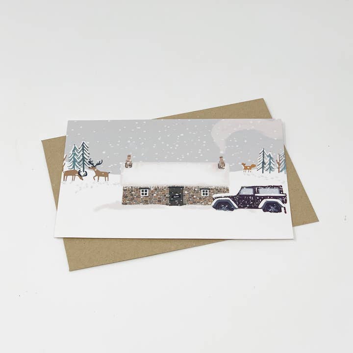 Lomond Paper Co - Wholesale Christmas Card - Bothy in the Snow - Blank Christmas Card3