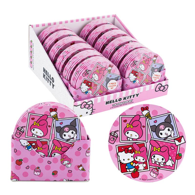 Deluxe Import Trading - Vendita all'ingrosso Sottobicchiere - Set di sottobicchieri Hello Kitty 7 pezzi - 3,75'' Kuromi & My Melody0