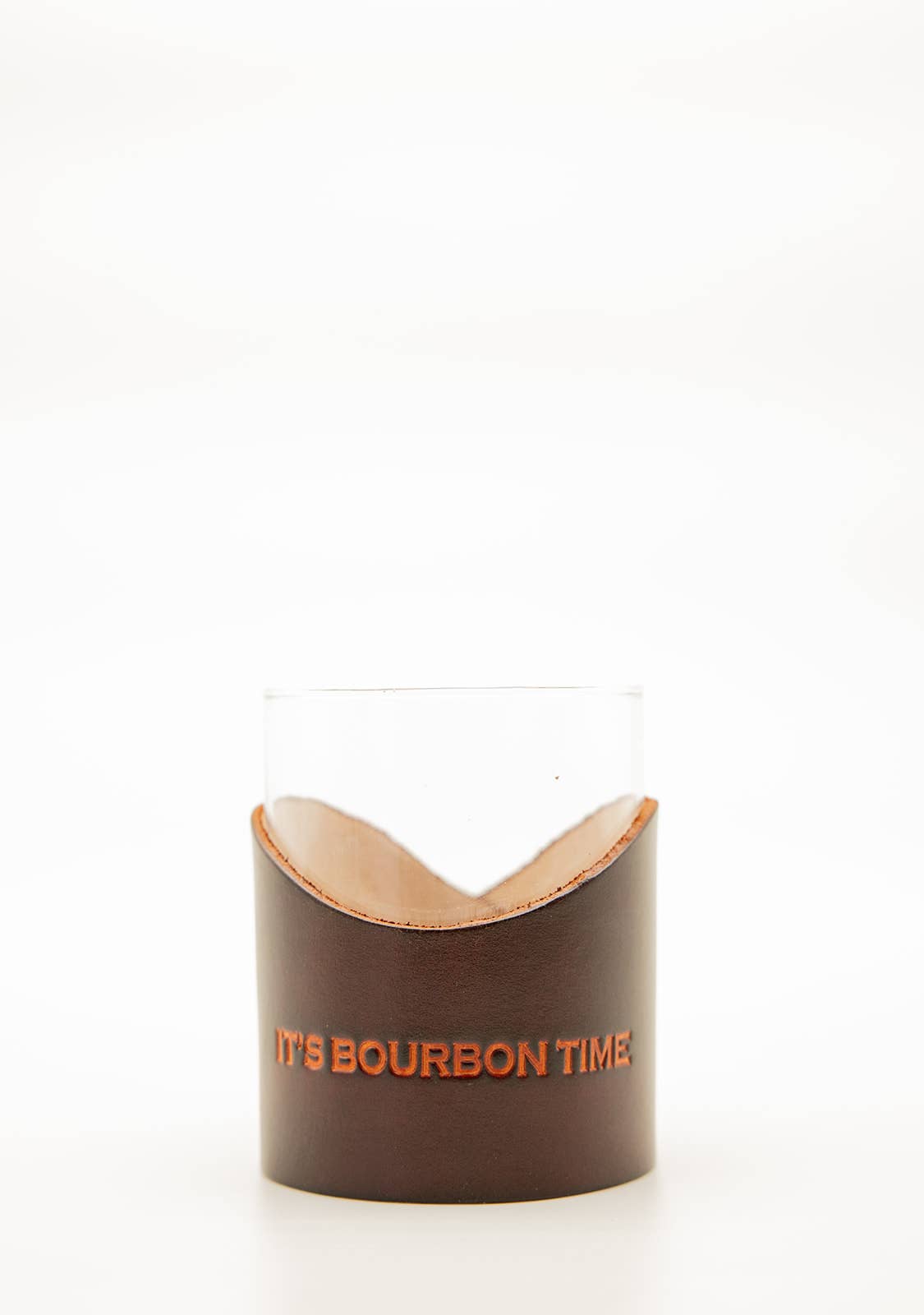 Lindy Leather - Wholesale Cocktail/Liquor Glass - Leather Rocks Glass - It's Bourbon Time1