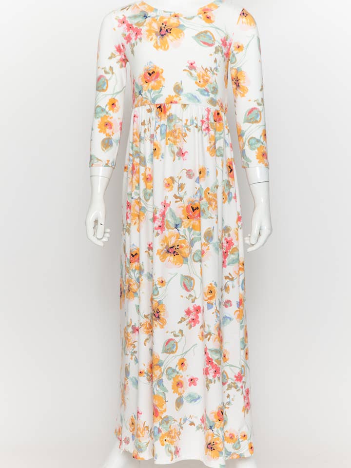 Allium - Wholesale Dress - Kids - Girls Fit and Flare Floral Maxi Dress6