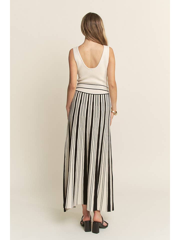 Hersy - Wholesale Dress - Women's - HQD0100 - STRIPED RIB KNIT TANK MAXI DRESS W/BELTED