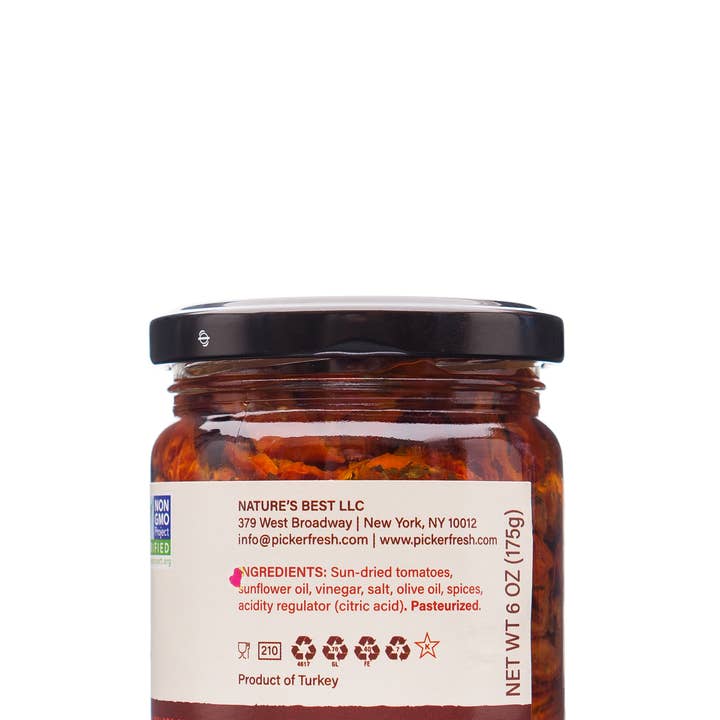 Pickerfresh - Wholesale Pickled Vegetables - Julienne Cut Sun Dried Tomato in Oil with Herbs1