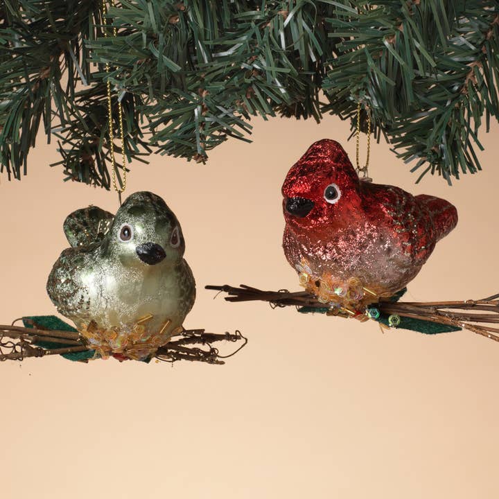 The Gerson Companies - Wholesale Ornament Set - Promo 4.75"L Glass Bird Ornament, 2 Asst0