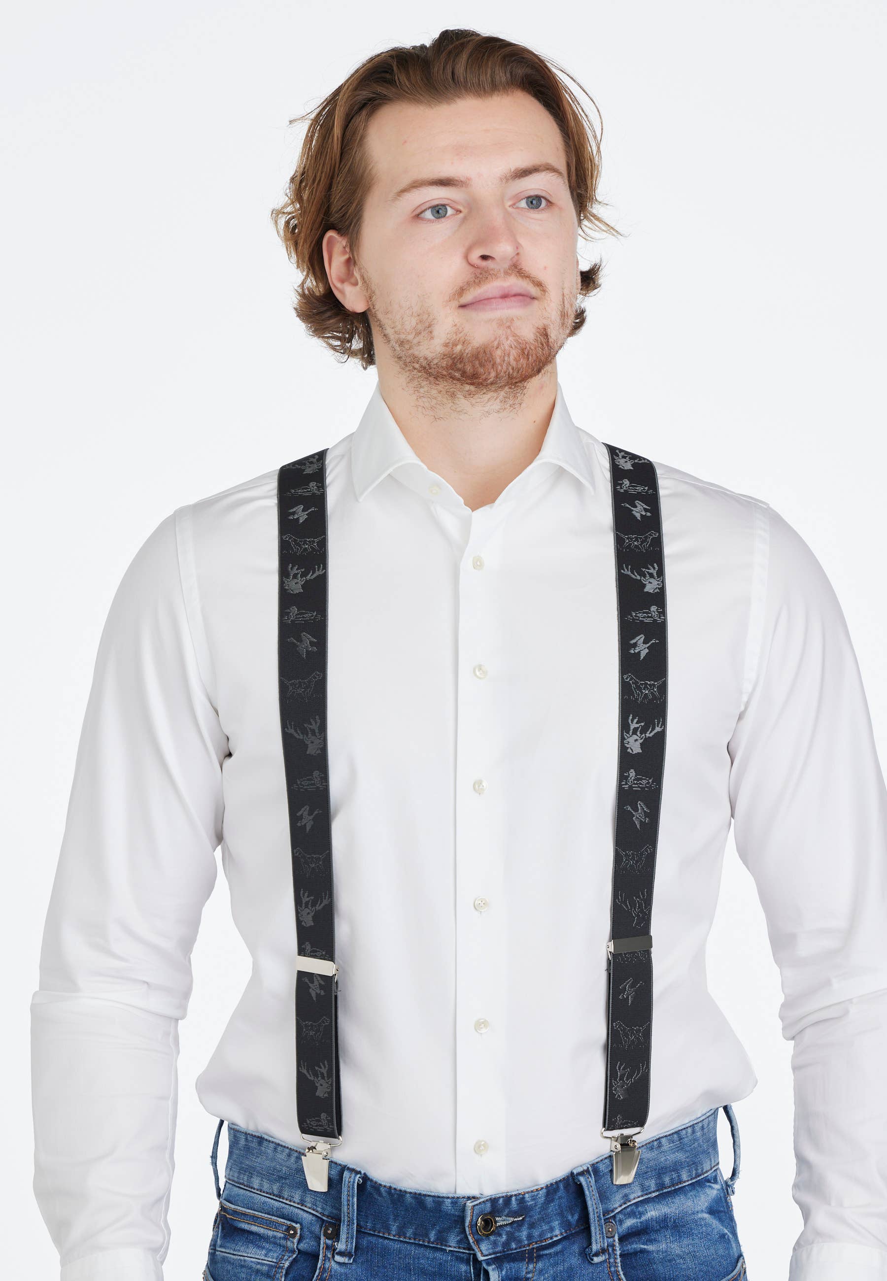 Pierre Mouton - Vente Ceinture – unisexe - Bretelles de chasse noires 3 agrafes/140 cm | Fait main2