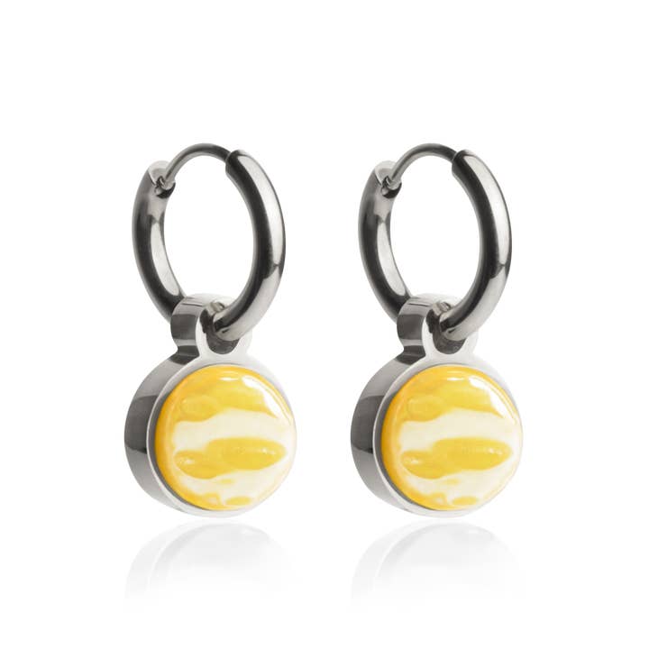 Mix & Match hoop earrings with pendant • silver/sun yellow • 12mm for wholesale by ALEXASCHA