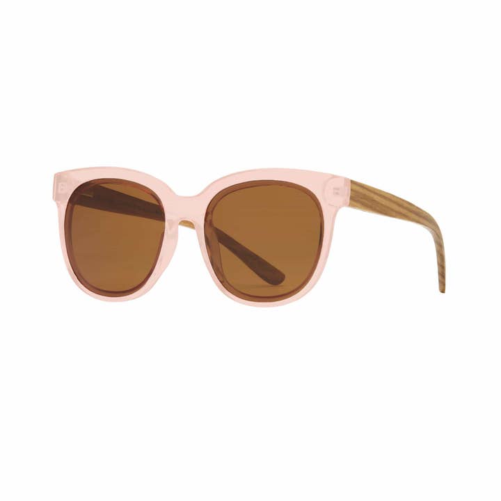 Blue Planet Eco-Eyewear - Wholesale Sunglasses - Women's - Emry - Crystal Rose / Walnut Wood / Brown Polarized