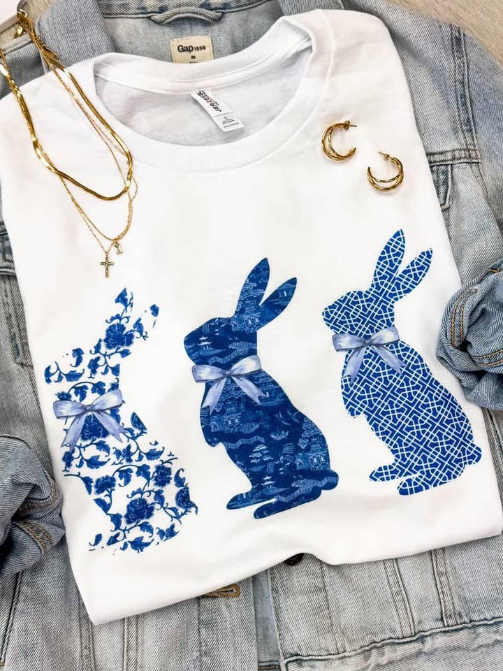 Chinoiserie Bunny Tees for wholesale by Hart and Hollow