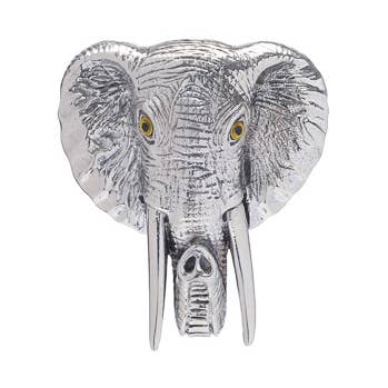 Silver Elephant Head Brooch for wholesale by Midhaven Ltd - Tribal Steel