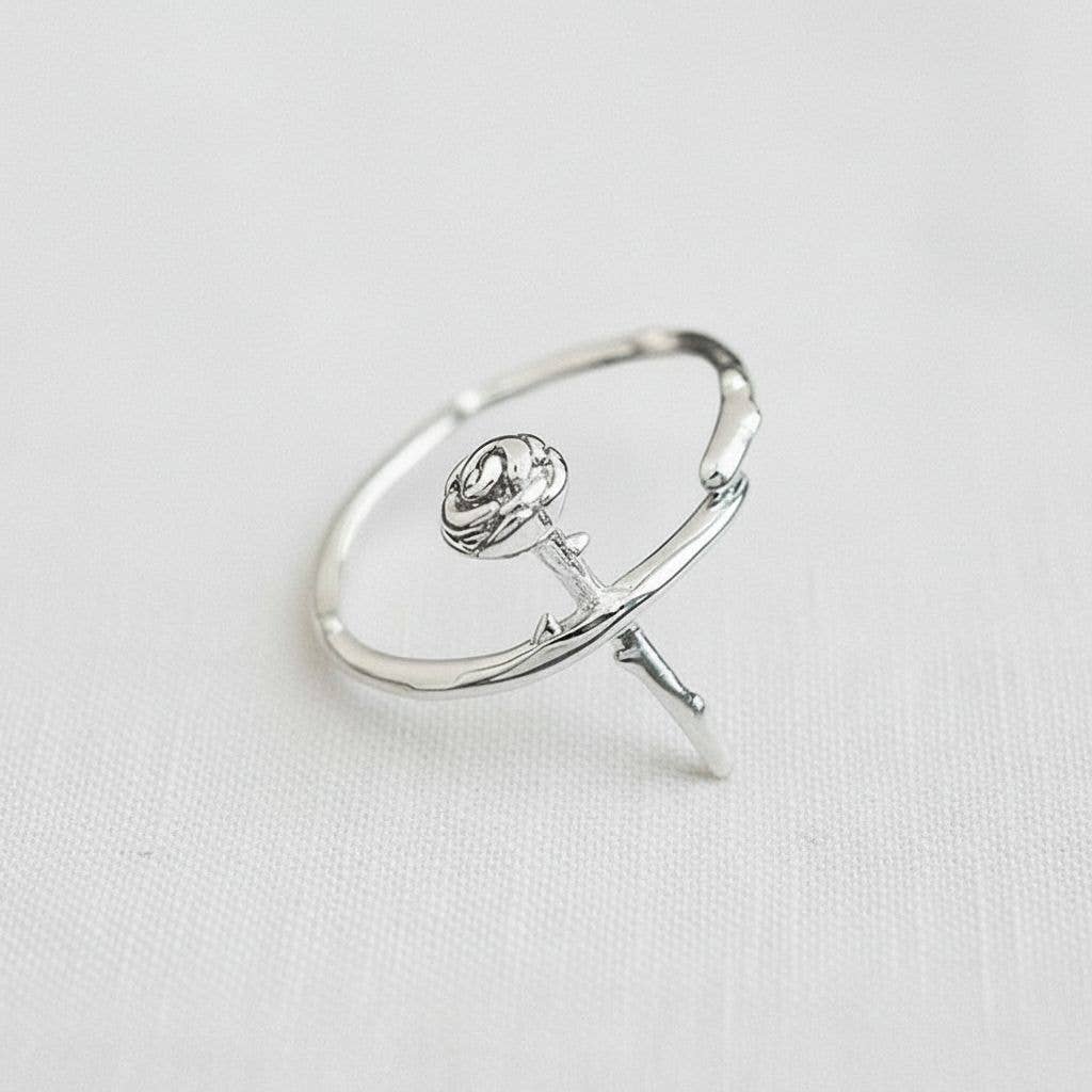 Ellemadera - Vente Bague de cocktail/de cérémonie - Bague ajustable rose d'inspiration vintage0