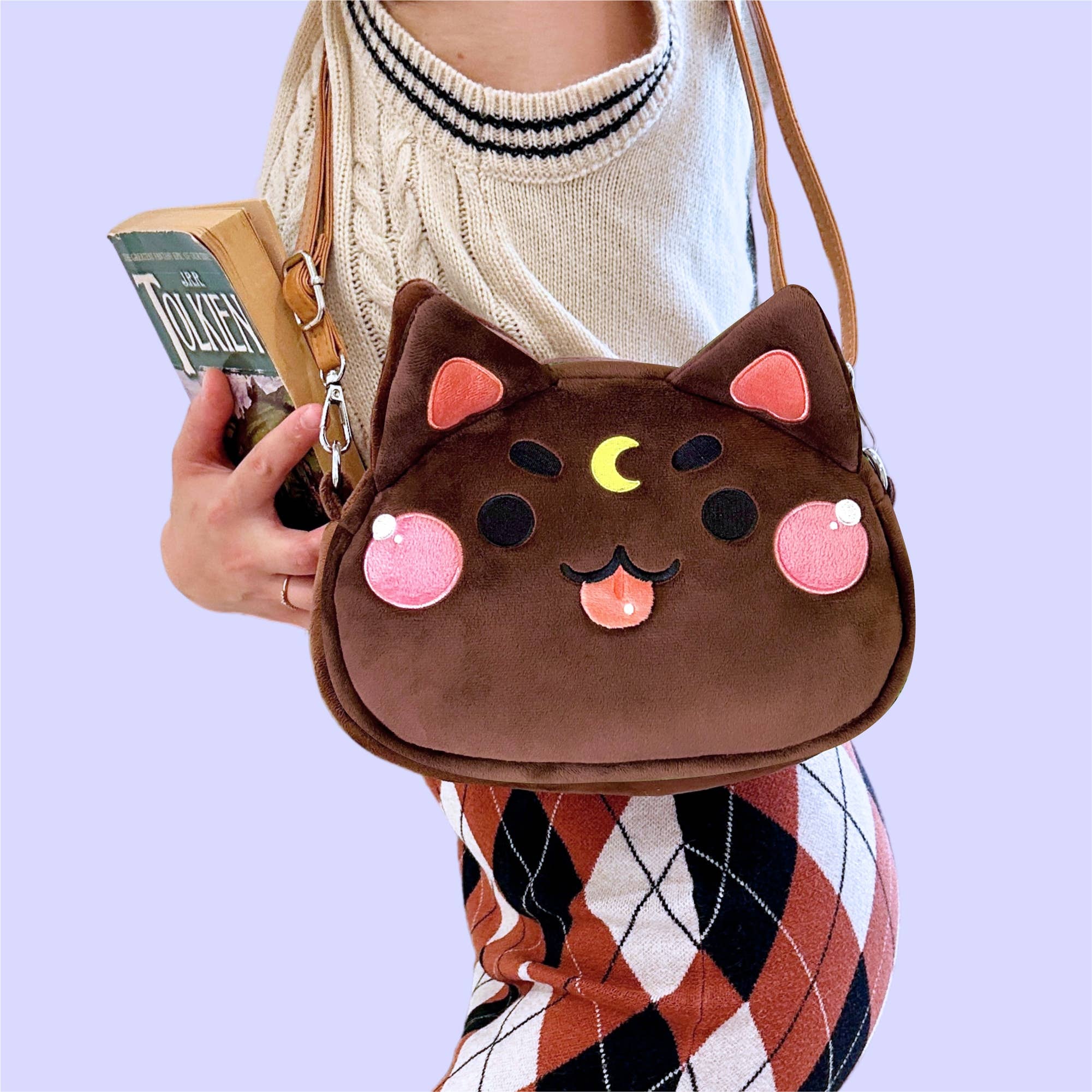 Starry Paw Shop - Wholesale Crossbody Bag - Unisex - Moon Cat Crossbody Bags with leather strap15