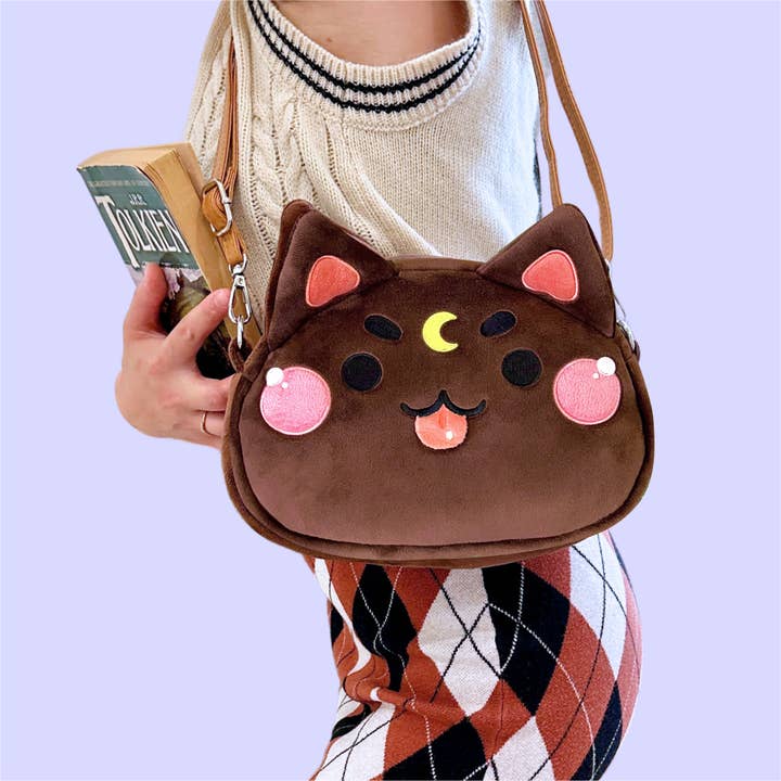 Starry Paw Shop - Wholesale Crossbody Bag - Unisex - Moon Cat Crossbody Bags with leather strap15