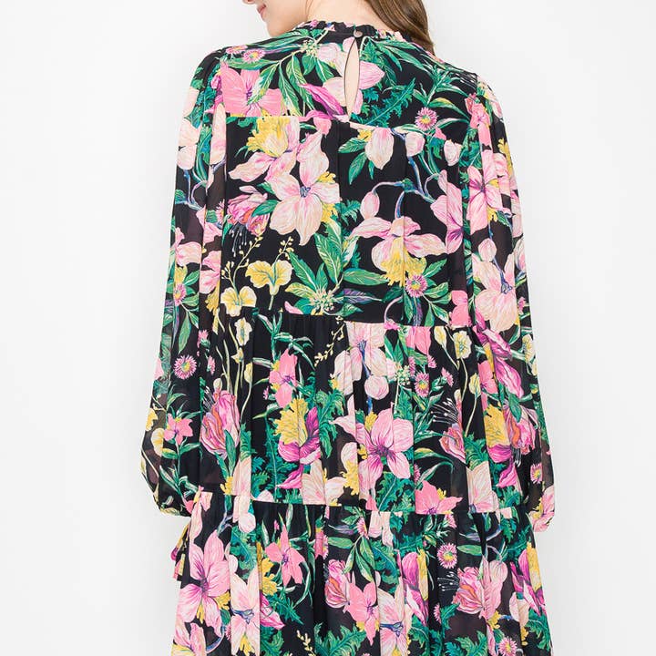 LoveWednesday - Vendita all'ingrosso Vestito - Donna - Vestito mini nero a fiori selvatici - LWD25956