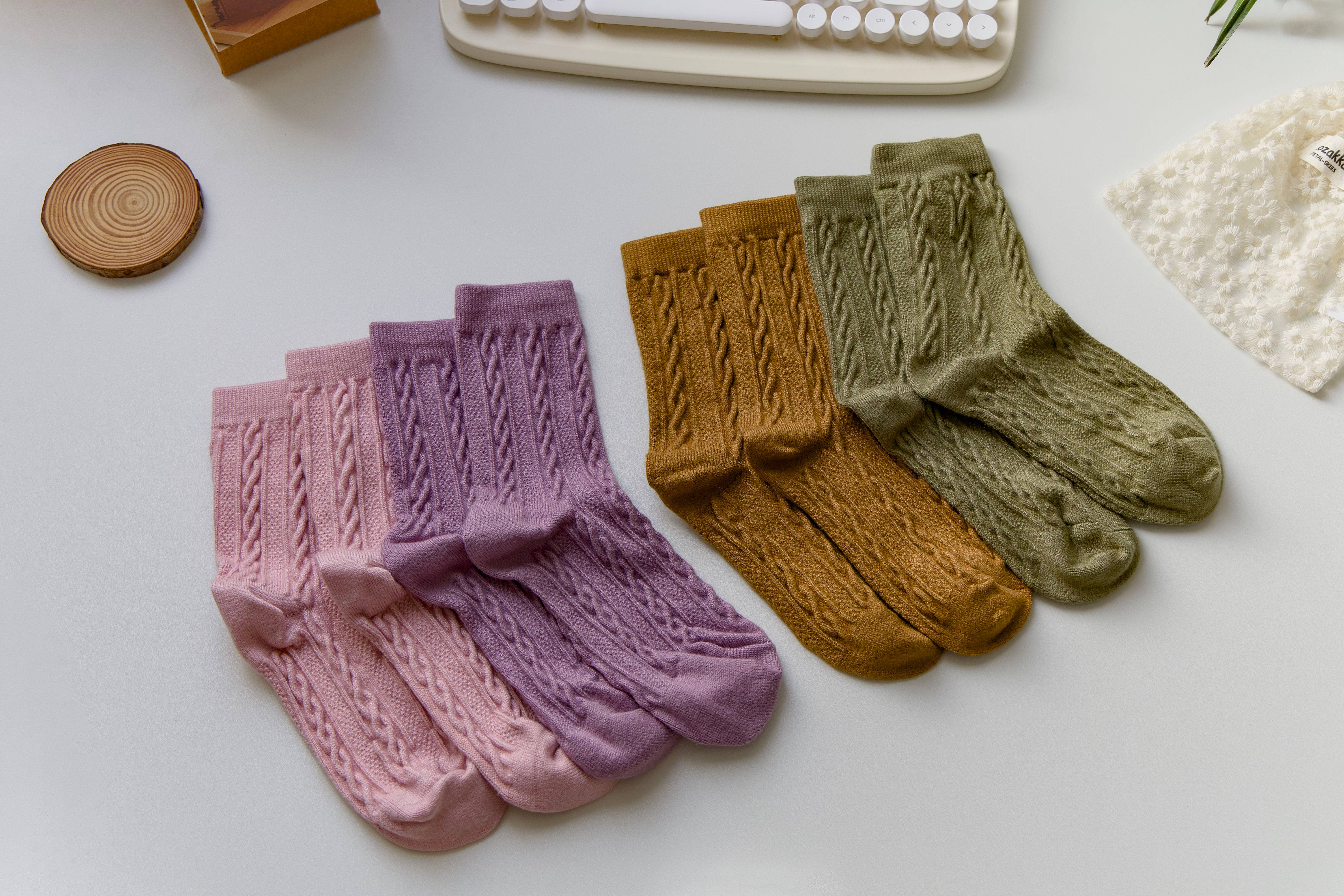 Happy Knits - Venta al por mayor Calcetines - Mujer - Calcetines retro Warm Twist - Calcetines de lana tejidos de color sólido16