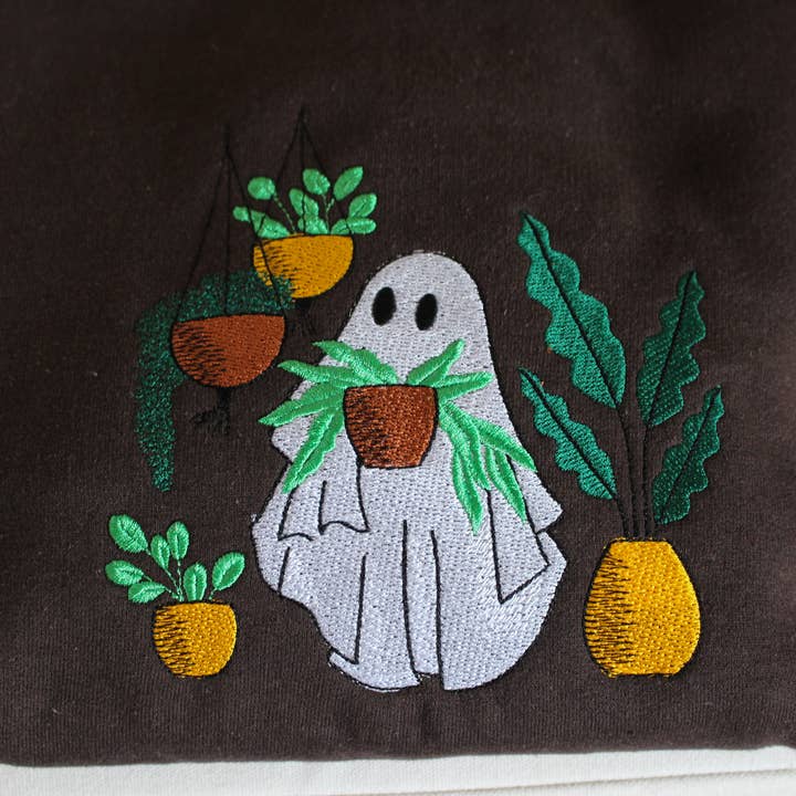 SewGenesis - Wholesale Sweatshirt - Women's - Plant Lover Ghost Embroidered Crewneck2