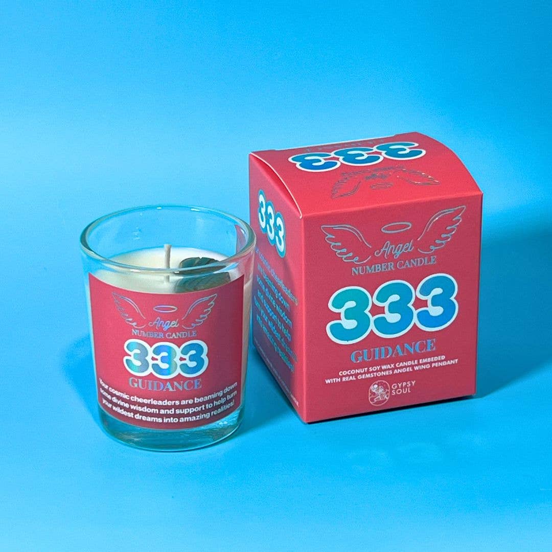 Gypsy Soul - Vente Bougie en bocal - Bougie Lotion Numéro d'Ange avec Pendentif Ange Pierre Précieuse Aile9