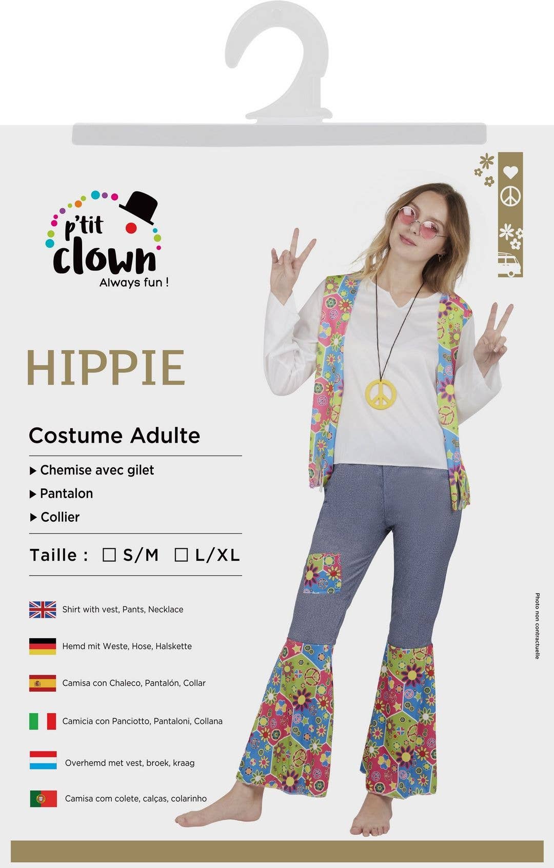 P'tit Clown - Wholesale Costume - Women's - Women's Hippie Costume - Adult - S/M