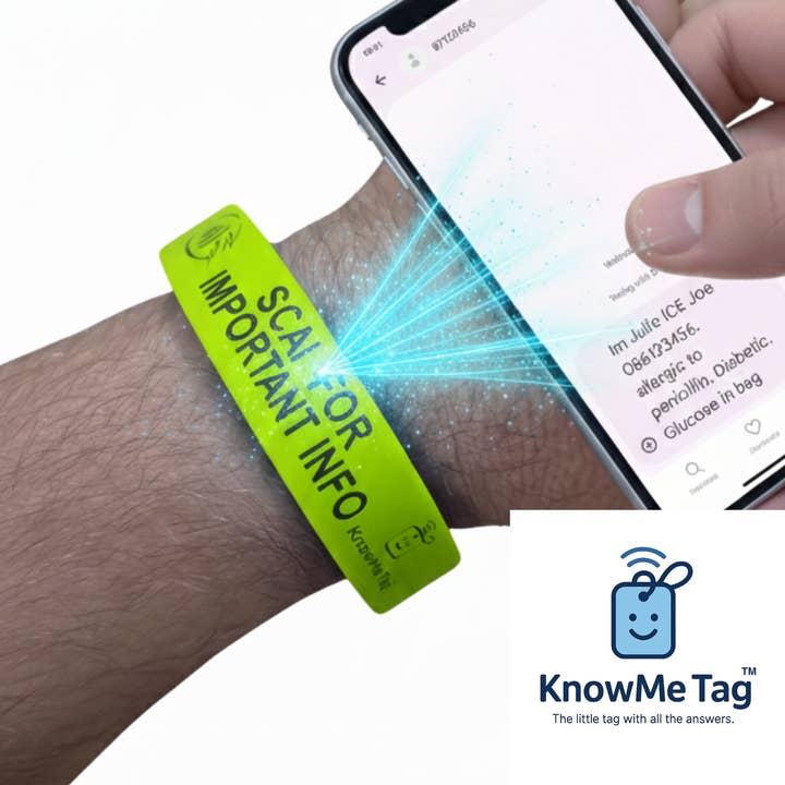 Bracelet d'identification d'urgence intelligent - Vert pour la vente par KnowMe Tag