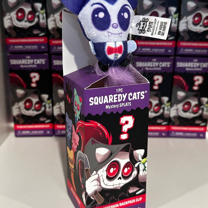 Squaredy Cats - Wholesale Keychain - Unisex - 0h_New! 10 Pack Squaredy Cats Mystery Splats Plush Keychain/Backpack Clip in mystery box SET8