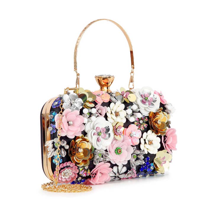 Handbag Factory Corp – Engroshandel Clutch - Dame – Aftentaske med hævet blomsterperler