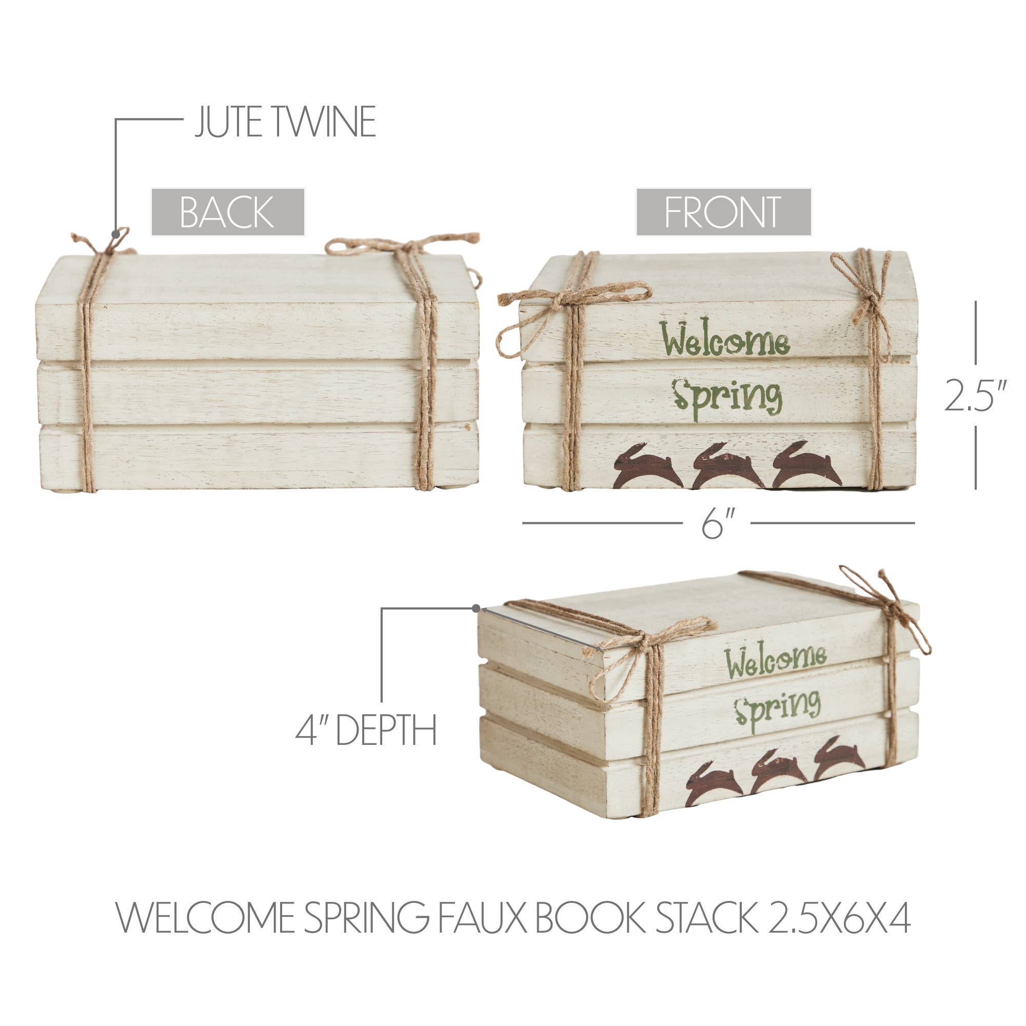 VHC Brands - Wholesale Decorative Tabletop Object - Welcome Spring Faux Book Stack 2.5x6x44