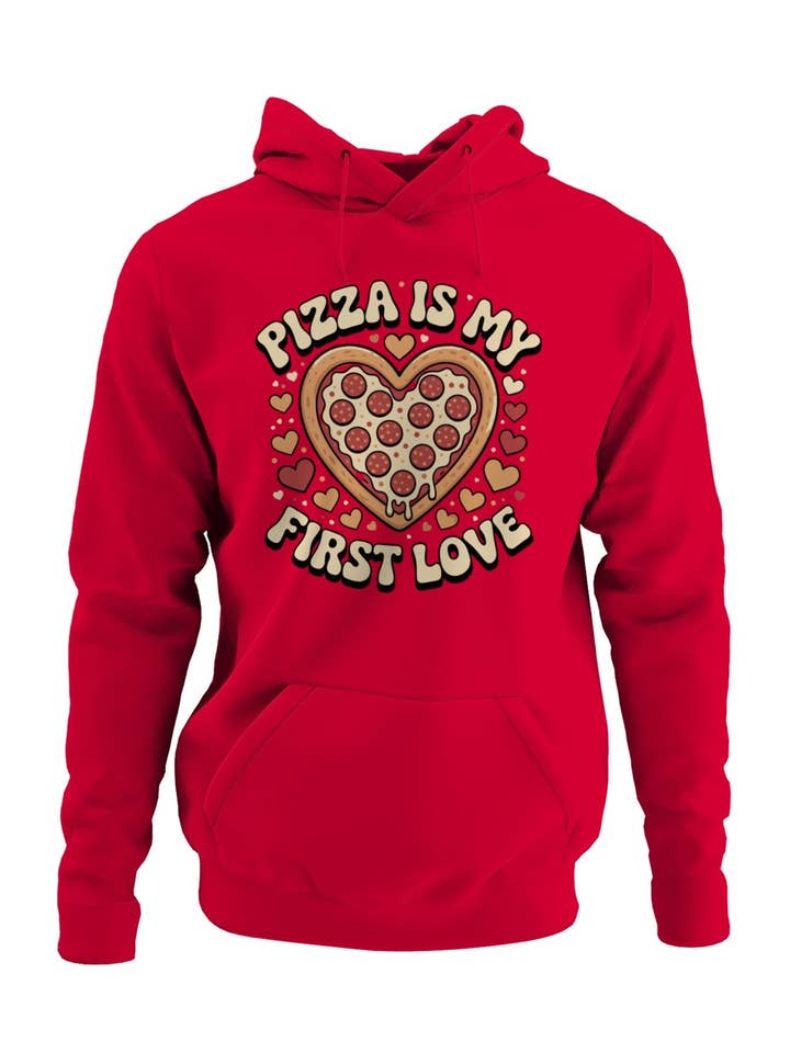 Heart-Shaped Pizza Love Men's Hoodie for wholesale by Snack Tees
